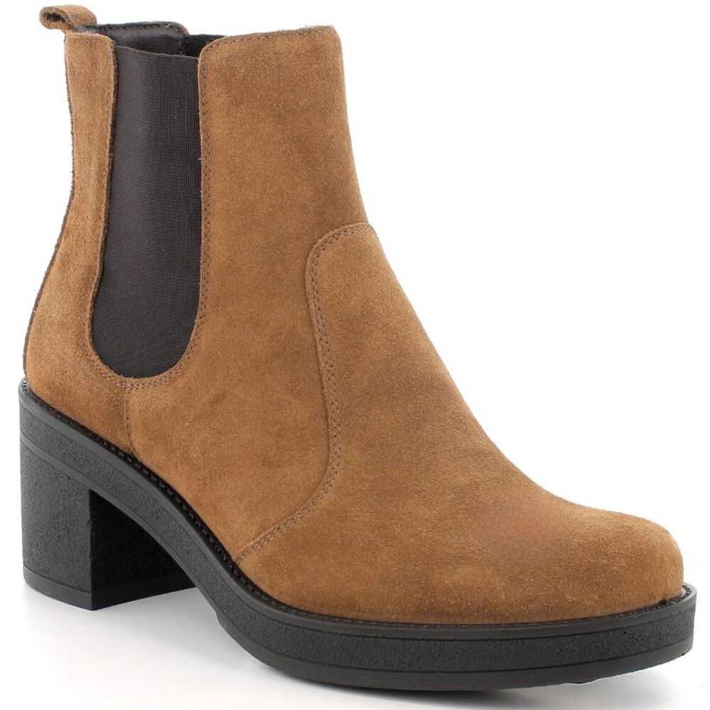 Alpine Swiss Womens Suede Chelsea Boots Made in Italy Block Heel Ankle Booties